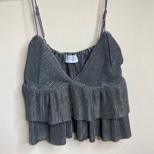 Deep green ruffled top